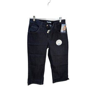 Riders By Lee Womens Mid Rise Capri Jeans Dark Wash Stretch Denim Size 8M